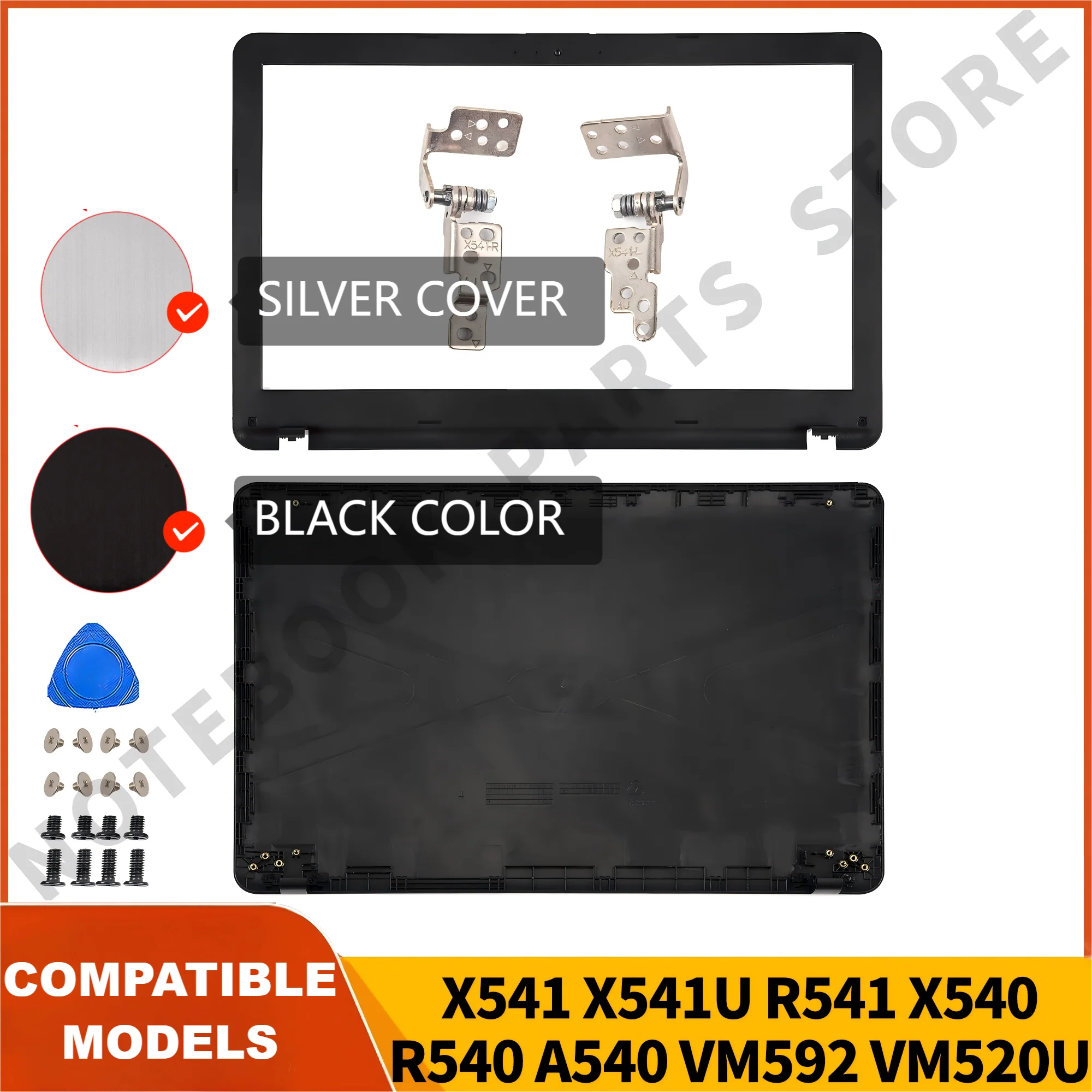 Repuesto para X541 X541U X540 R541 R540 A540 VM592 VM520U, Cubierta Trasera LCD, Bisel Frontal, Bisagras, Carcasa