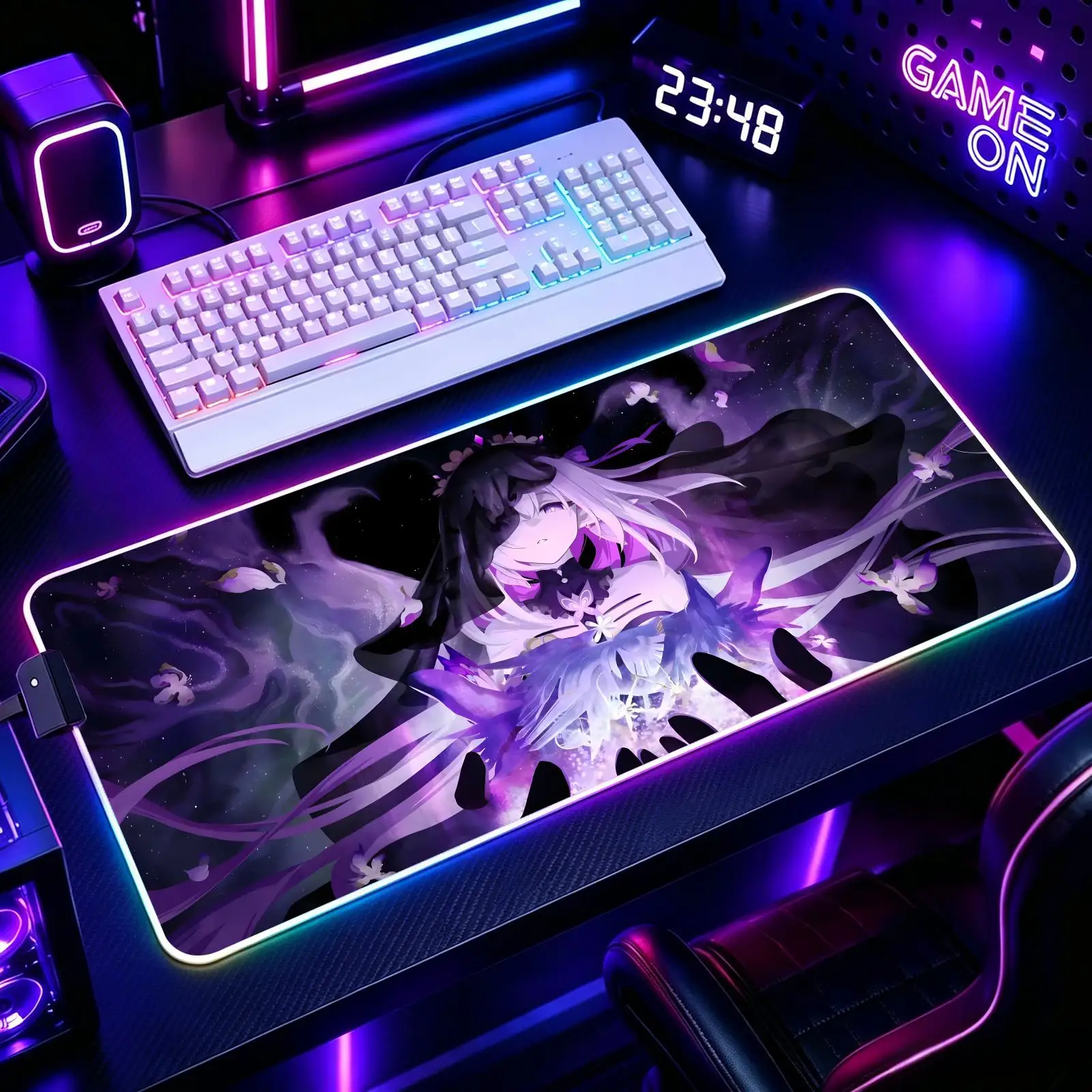 Mouse Pad RGB Color Changing Gaming Mouse Pad, Stitched Edges, Honkai Star Rail Cyrene XXL Large Keyboard Desk Mat