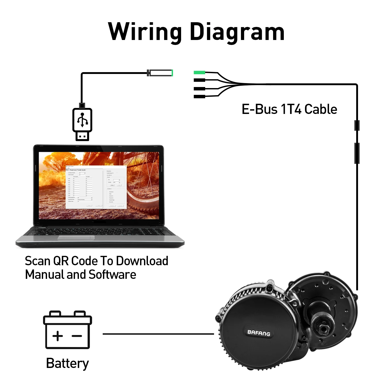 كابل برمجة BAFANG لمحرك BBSHD BBS01 BBS02 كابل برمجة محرك الدراجة الكهربائية لمحرك منتصف المحرك 40 بوصة