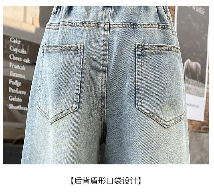 5-14 Jahre Frühling Herbst Mädchen-Jeans, modische Retro- und Vintage-Hose mit fünfzackigem Sternmuster und Stickerei, weit geschnittene Hose für Teenager-Mädchen – Detail 36