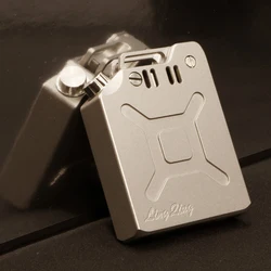 CNC Creative Oil Barrel Fuel Lighter Mechanical Catapult Gasoline Lighter 316 Stainless Steel Safety Knob Press Ignition Lighter