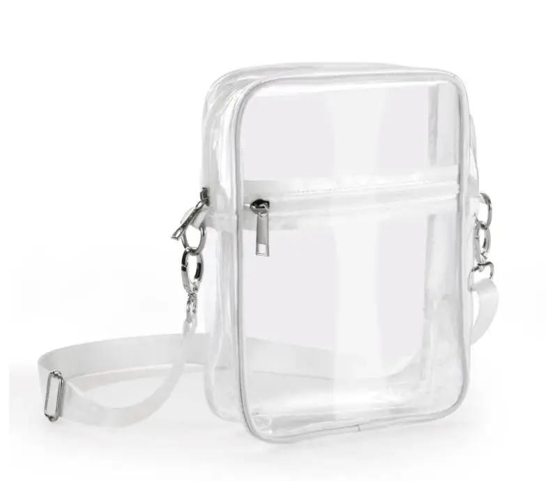 Bolsa Crossbody Transparente para Mulheres, Bolsas De Ombro Claras, Zipper Bag