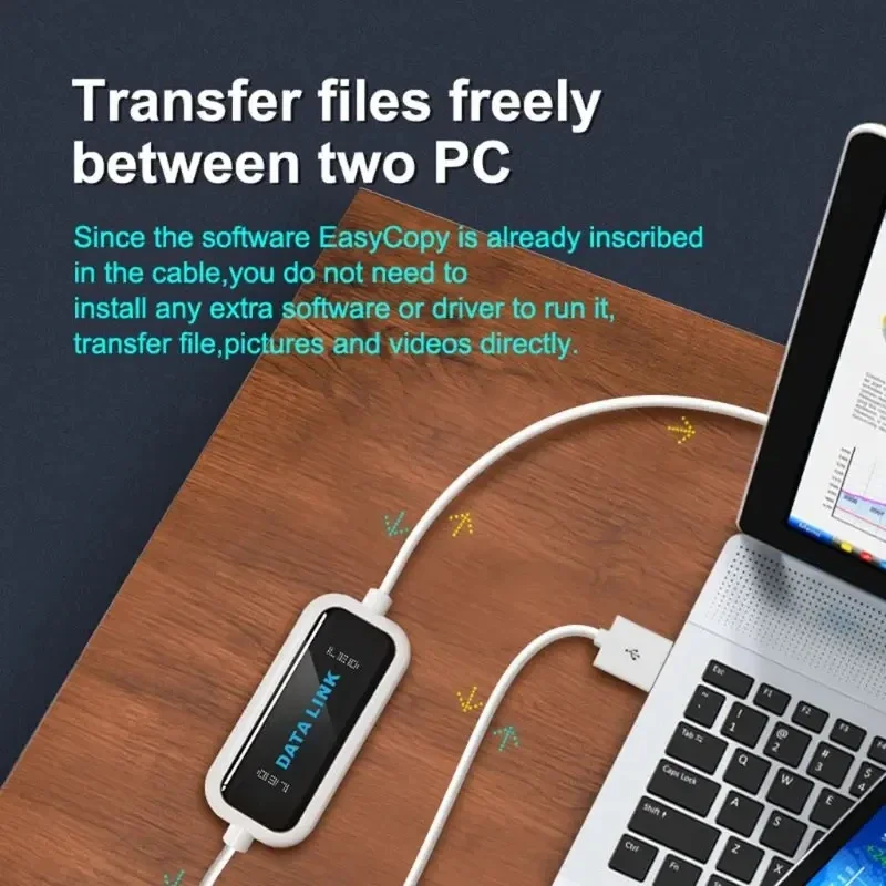 USB PC To PC Online Share Sync Link Net Direct Data File Transfer Bridge LED Cable Easy Copy Between 2 Computer