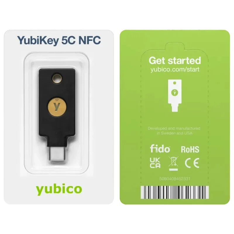 مفتاح أمان Yubikey 5C NFC 2FA، قم بتوصيل عبر USB-C أو NFC، معتمد من FIDO