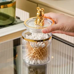 Cute Bear Cotton Pad Holder Cotton Swab Rod Storage Box Cosmetics Jewelry Bathroom Qtip Makeup Container Lipstick Organizer Box