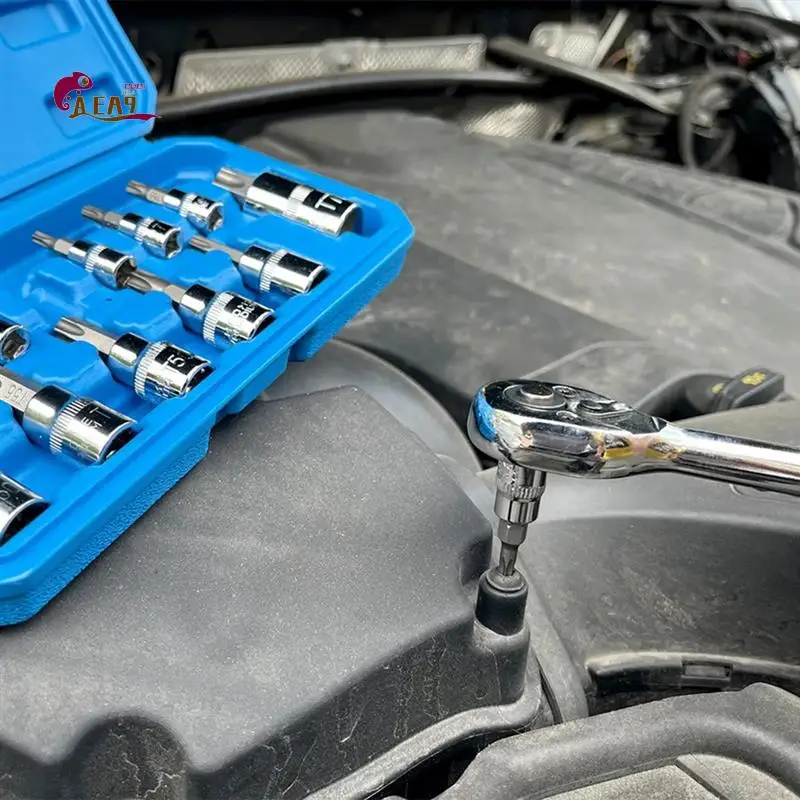 

AEA9-13 шт. набор головок Star Torx T8-T70 H2-H14, CRV, привод 1/4 дюйма, 3/8 дюйма и 1/2 дюйма для ручного использования