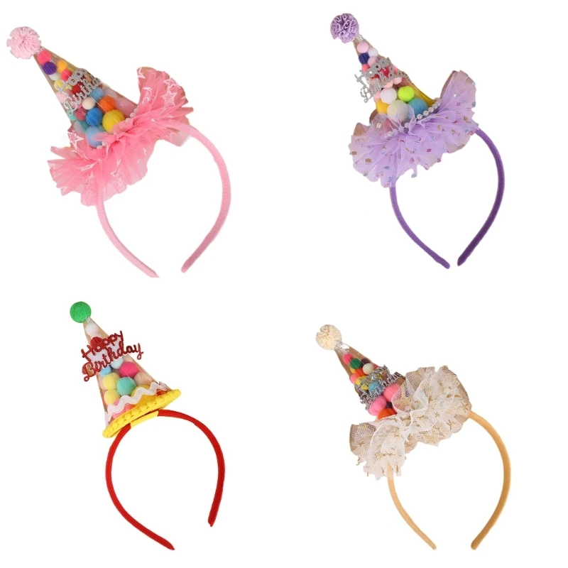 Festival Party Headwear Birthday Hat Headband Kids Hairband Lovely Pointed Hat Universal Party Cap Photoshoots Props Dropship