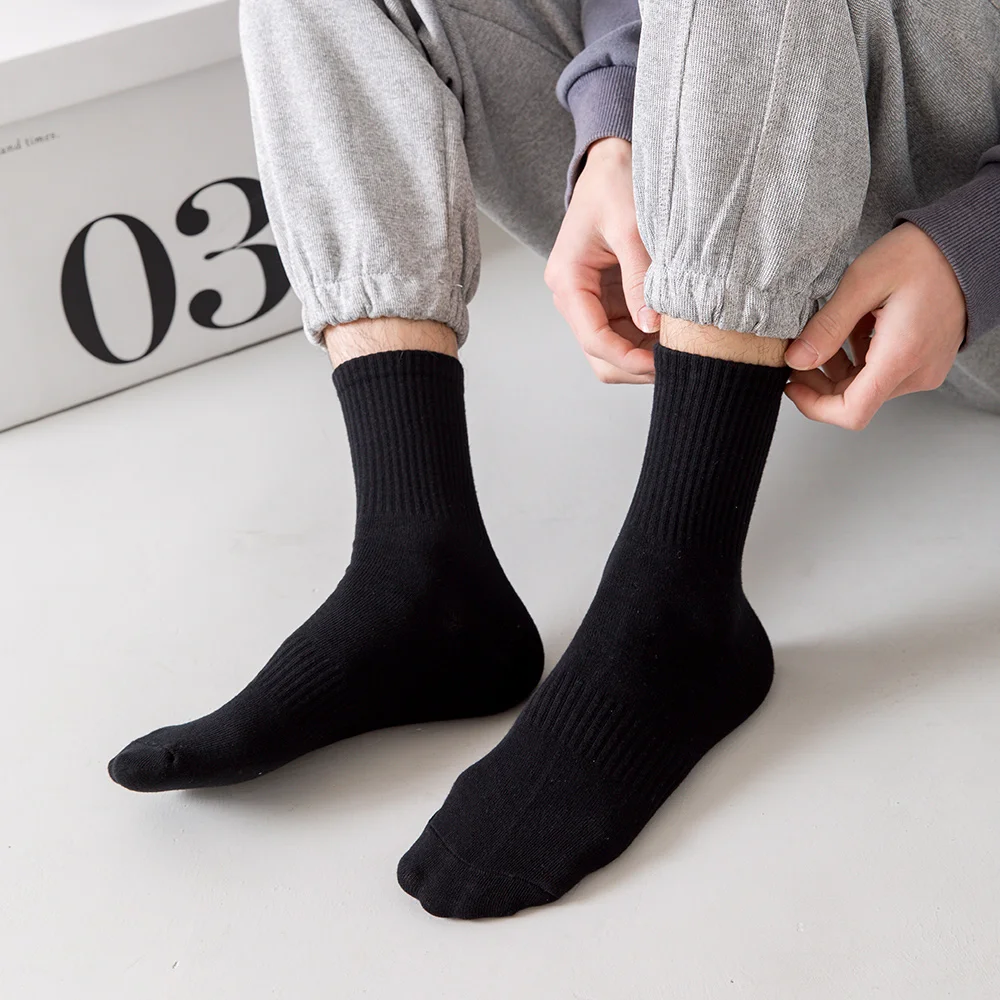 Men Socks Cotton Breathable Long Business Harajuku Socks Solid Gentleman Sox Sokken Outdoor Sports 5 Pairs/Lot Socks