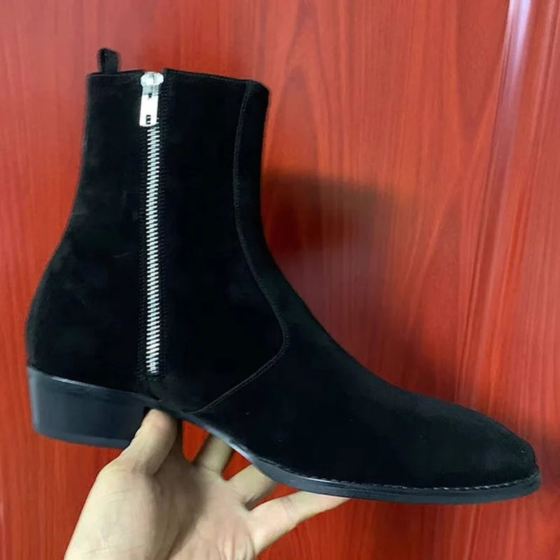 

Men High Top Boots High-quality Genuine Leather Low Heel Comfort Classic Business Men Boots