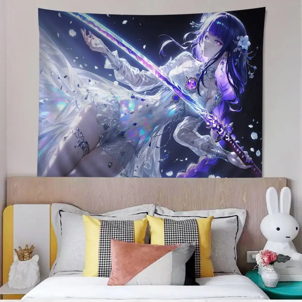 Raiden Shogun Genshin Impact DIY Wall Tapestry Art Science Fiction Room Home Decor Wall Art Decor