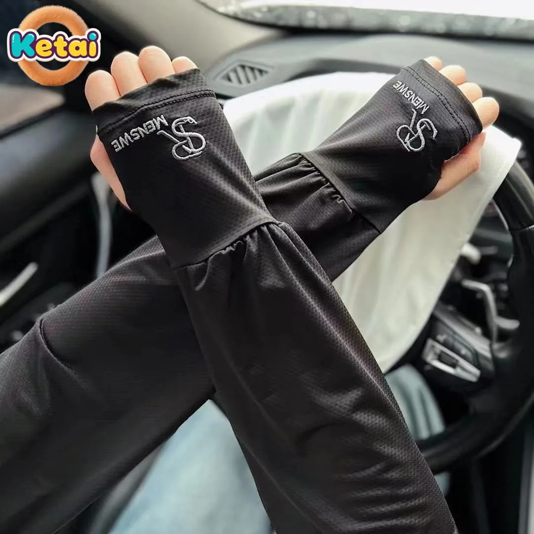 أكمام ثلجية صيفية واقية من الشمس للرجال والنساء، رفيعة، قابلة للتنفس، واقيات للذراع مقاومة للأشعة فوق البنفسجية، أكمام فضفاضة من الحرير الجليدي