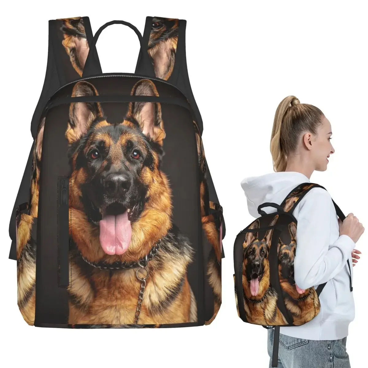 

German Shepherd Dog Backpack Student Boys Girls BookBag Children School Bag Computer Shoulder Bags for Men Women