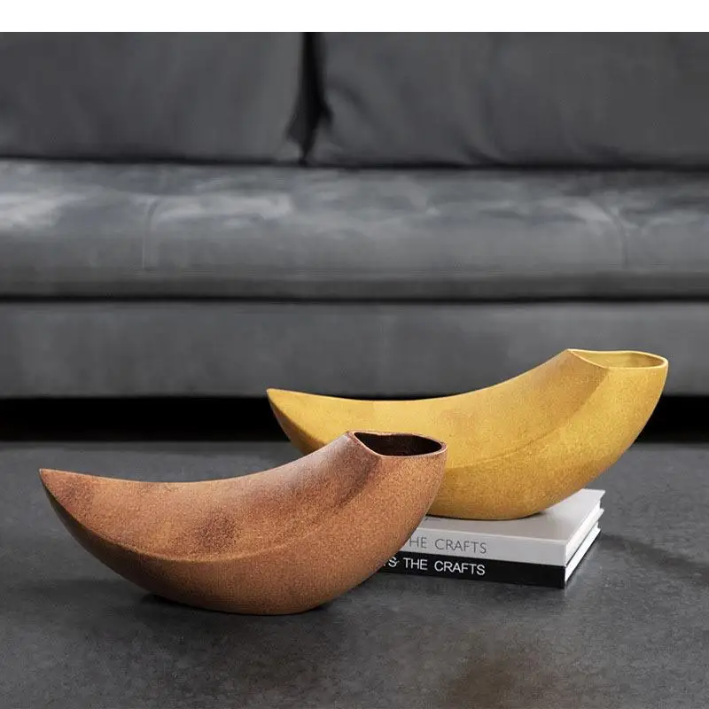 Banana Shape Ceramic Vase Artificial Flower Decorative Pots Desk Decoration Floral Arrangement Modern Home Decor