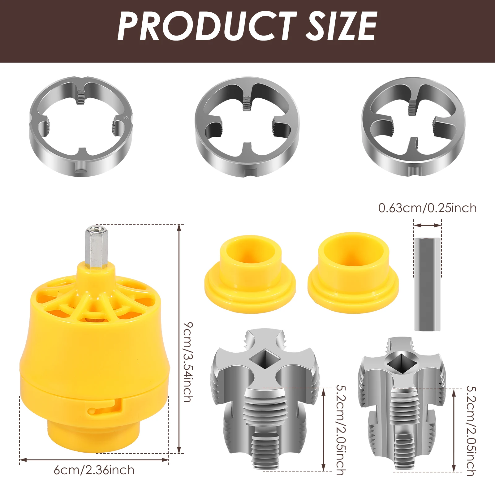 Electric Drill Compatible PVC Pipe Threader Kit PVC Pipe Threader with 3 Dies 1/2