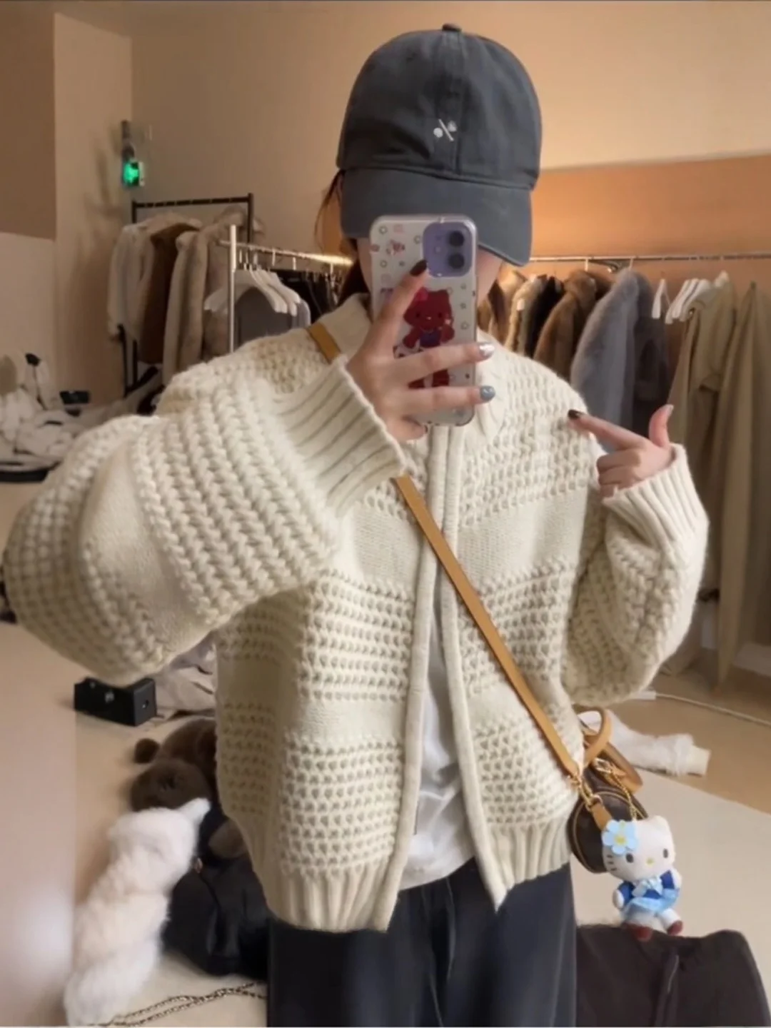 

Korean Sle Thi Knitted Sweater Coat Double Zipper Hollow out Stand Collar Loose Soft Autumn Winter Women's Faion Top