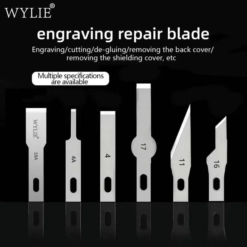 

WYLIE Mobile Phone Repair IC Scraper 0.5mm Thick Engraving Blades SK5 Steel for Glue Removal Cutting and Shielding Cover Removal