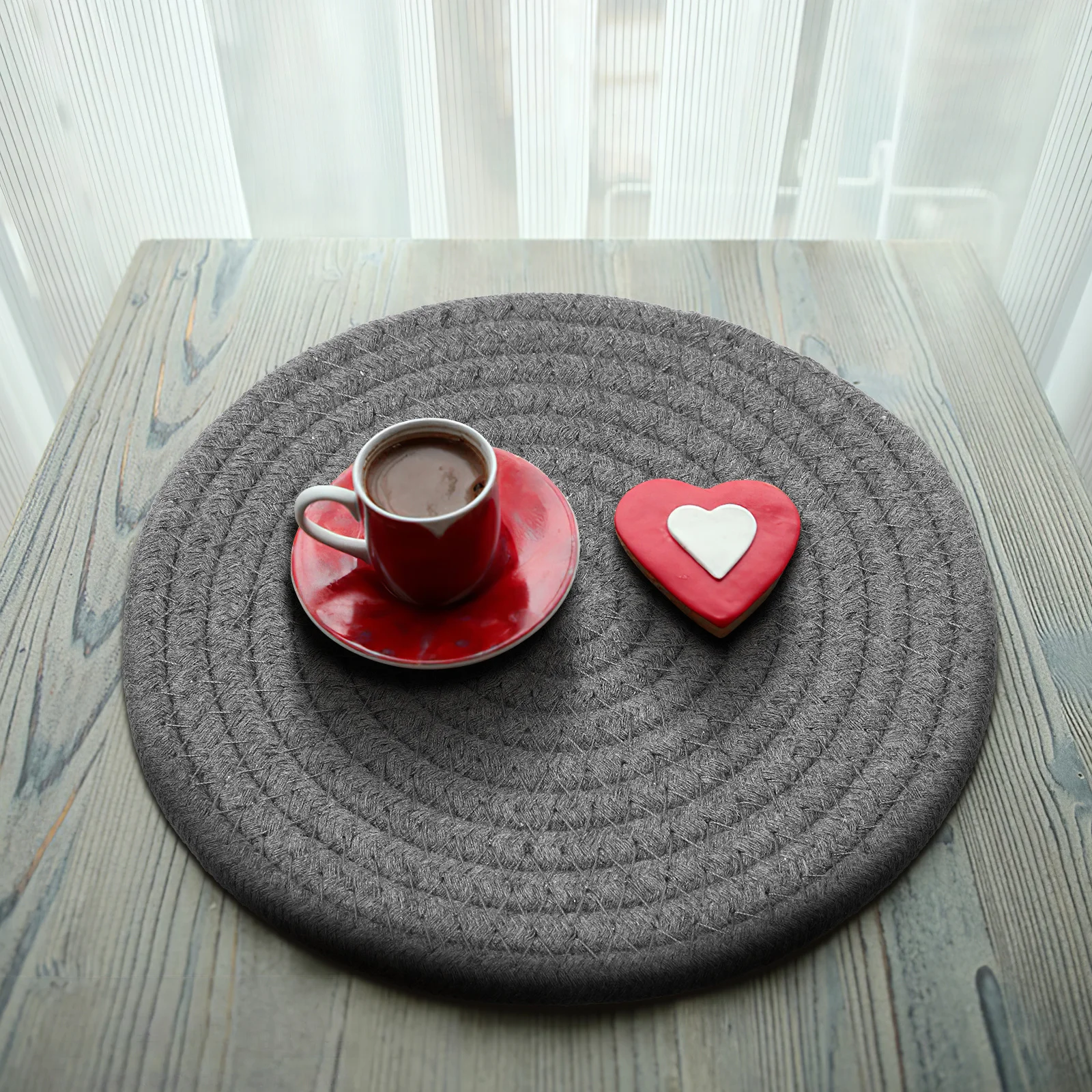 

1Set Cotton Rope Round Placemats Woven Pot Holders Table Trivets Hot Pads Kitchen Coasters Round Placemats Hot Pads for Kitchen