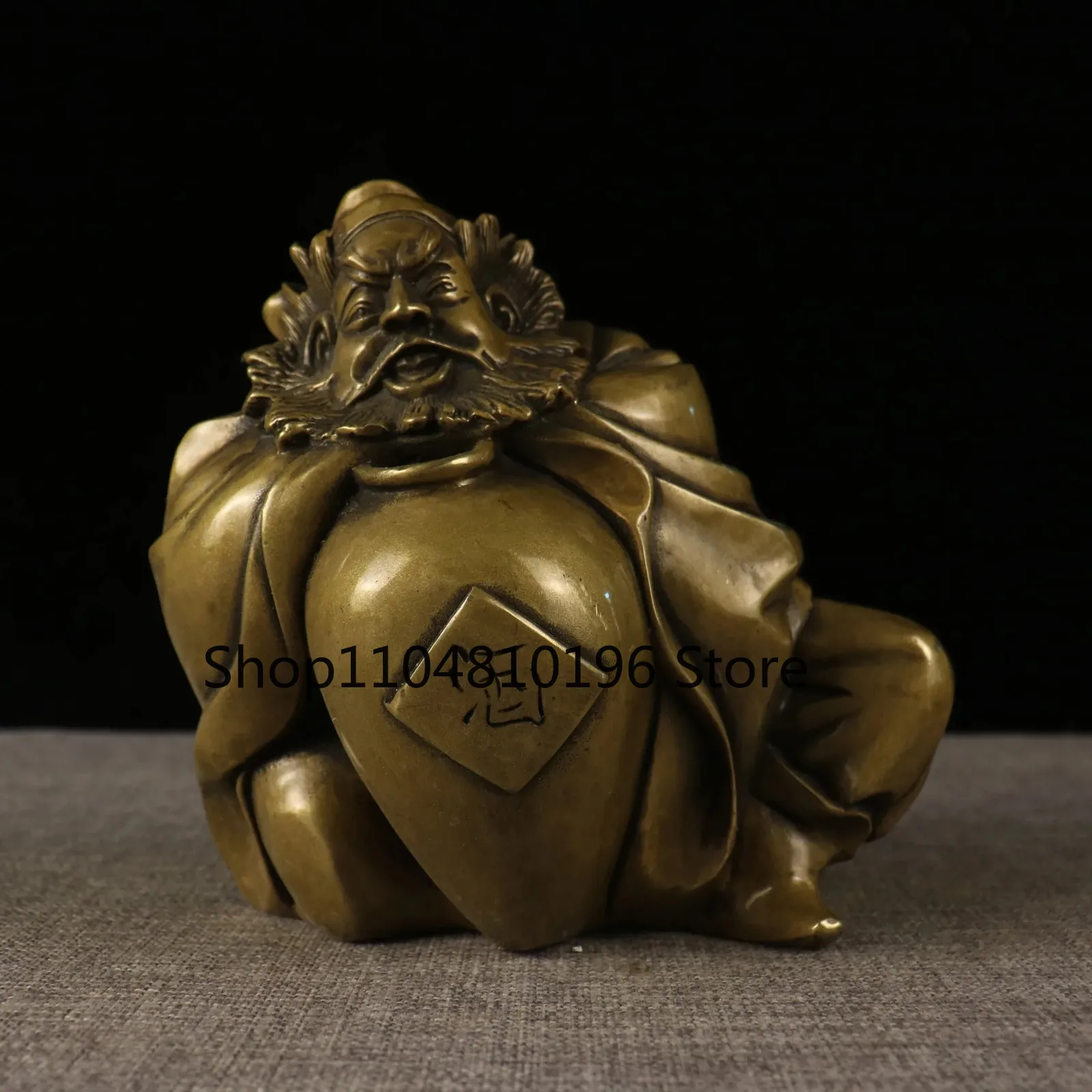 Brass Patina Zhong Kui Statue Drunk Exorcist Heavenly Master Worship Hall