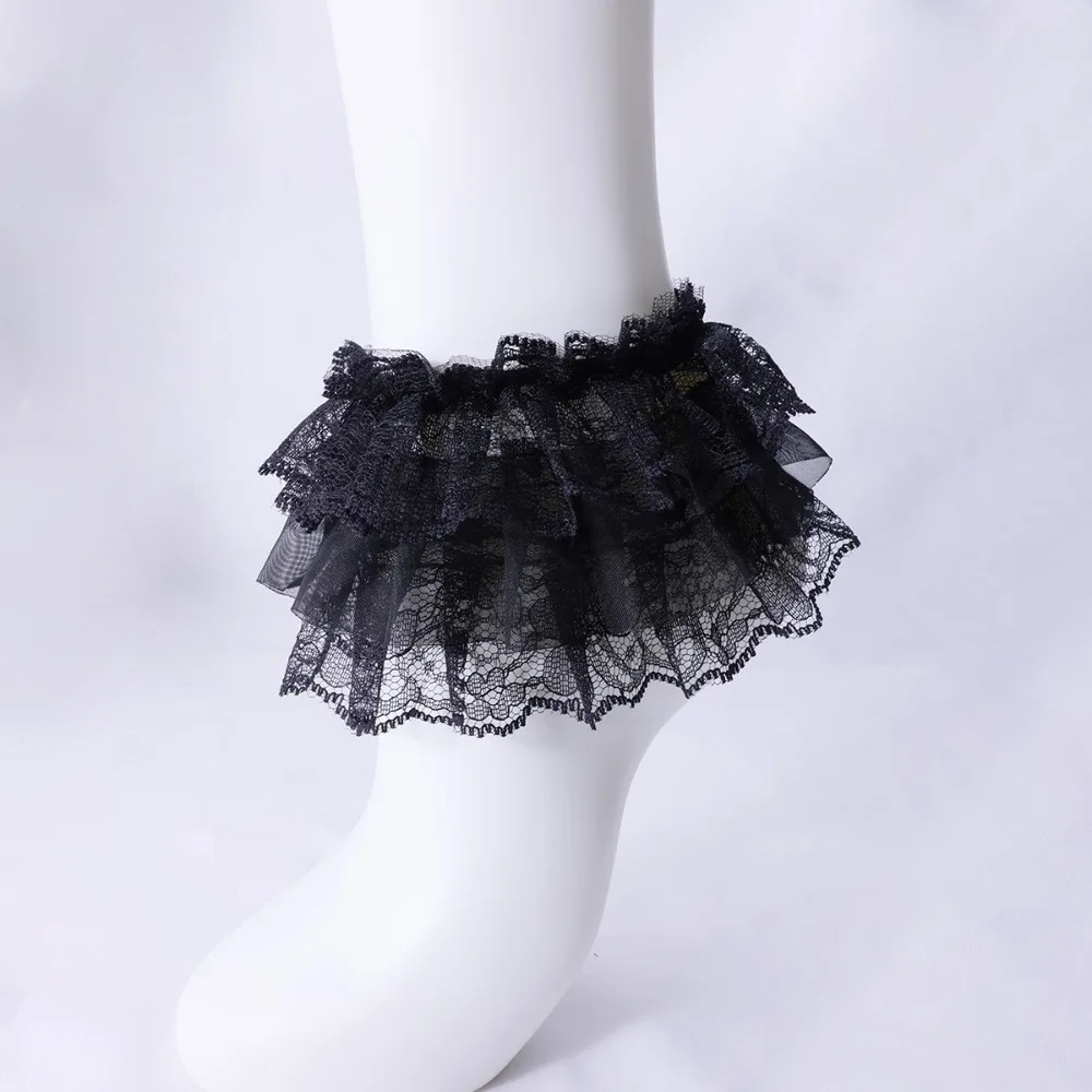 1pair Lolita Style Muti-Layer Short Sock Covers Trim Soft Leg Decoration Foot Covers Girl