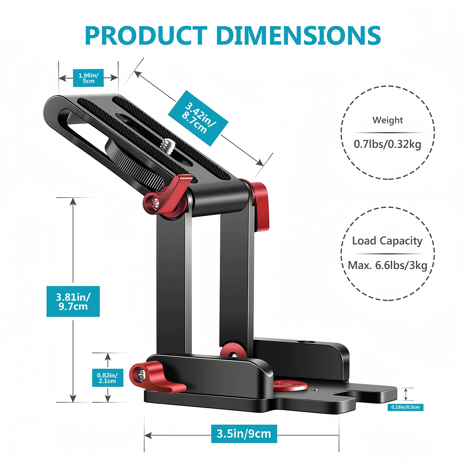 Lanxire Z-Flex Tilt Head Z Type Tripod Head with 4 Adjust/Fixing Knob, Quick Release Plate and Spirit Level for Tripod/DSLR