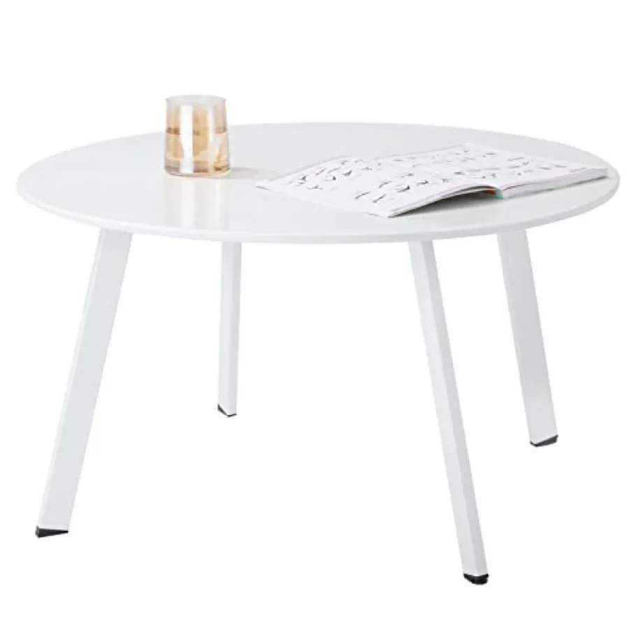 

Outdoor Side Table Outdoor/Indoor Metal Steel Patio Coffee Table Round Weather Resistant Anti-Rust White
