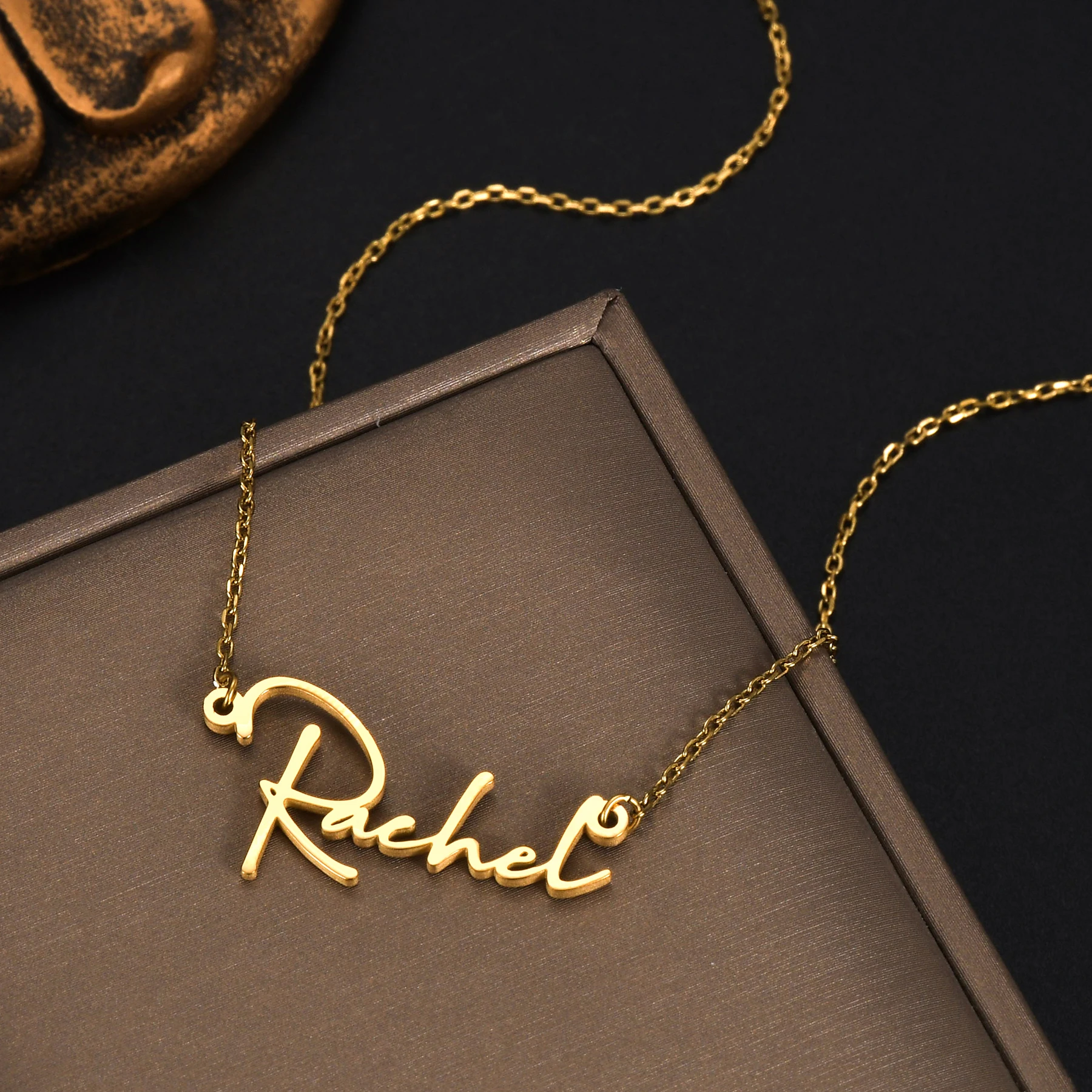 Custom Name Necklace Personalized Pendant Wave Chain Stainless Steel for Women Jewelry Box Chain for Man Item Birthday Gift