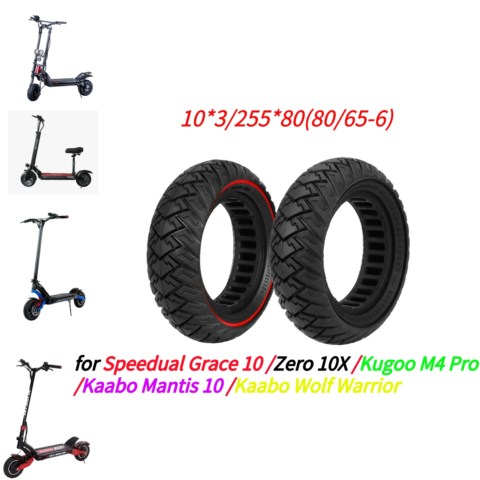 

10*3 Solid Tire 10 inch Scooters and 10*3/255*80(80/65-6) tires for Zero 10X Kugoo M4 Pro Kaabo Mantis 10 Kaabo Wolf Warrior