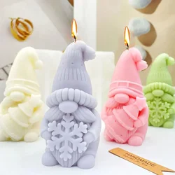 새로운 난쟁이 포옹 눈송이 크리스마스 트리 촛불 실리콘 금형 3D 산타 공예 석고 비누 수지 금형 크리스마스 파티 선물