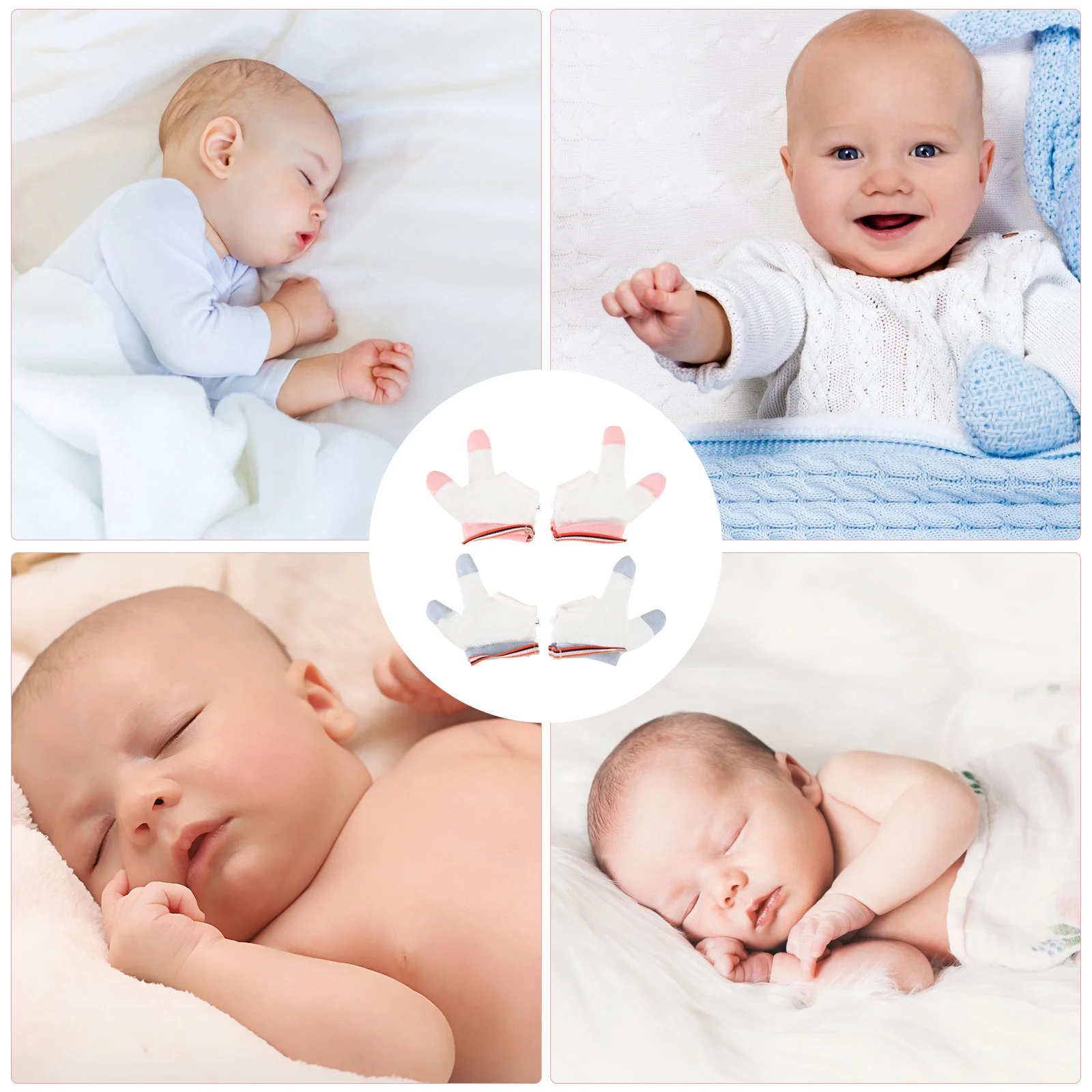 

2 Pairs Anti Eating Hand Gloves L Size Blue Red Dots Breathable Kids Protective Mittens Corrective Finger Guard Gloves