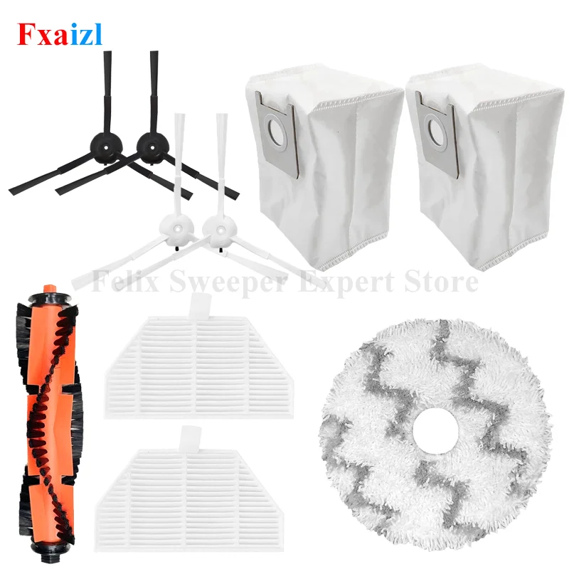 Zubehör für (Xiaomi Roidmi EVA selbstreinigende Entleerungsroboter-Staubsauger SDJ06RM) Hauptseitenbürste Hepa-Filter Staubbeutel Mopptuch