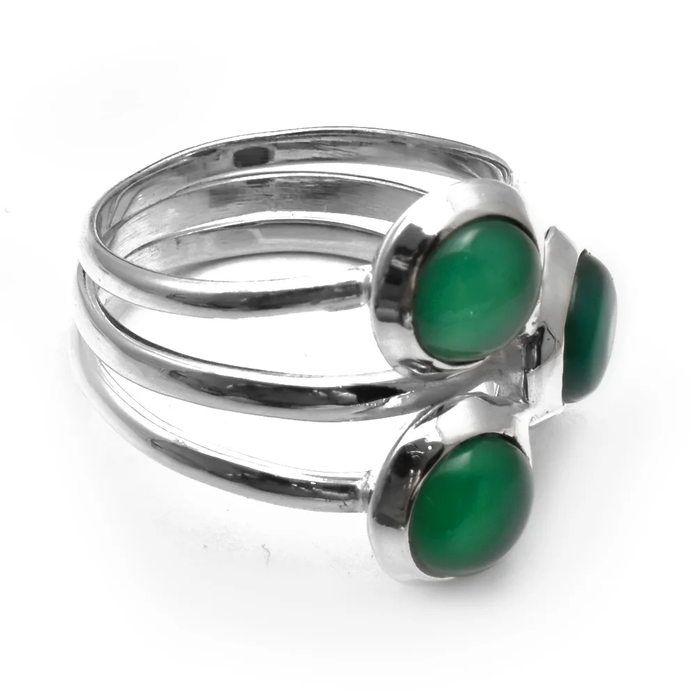 Echt Groene Onyx 925 Sterling Zilver, Maat: 8.5, Ar5510