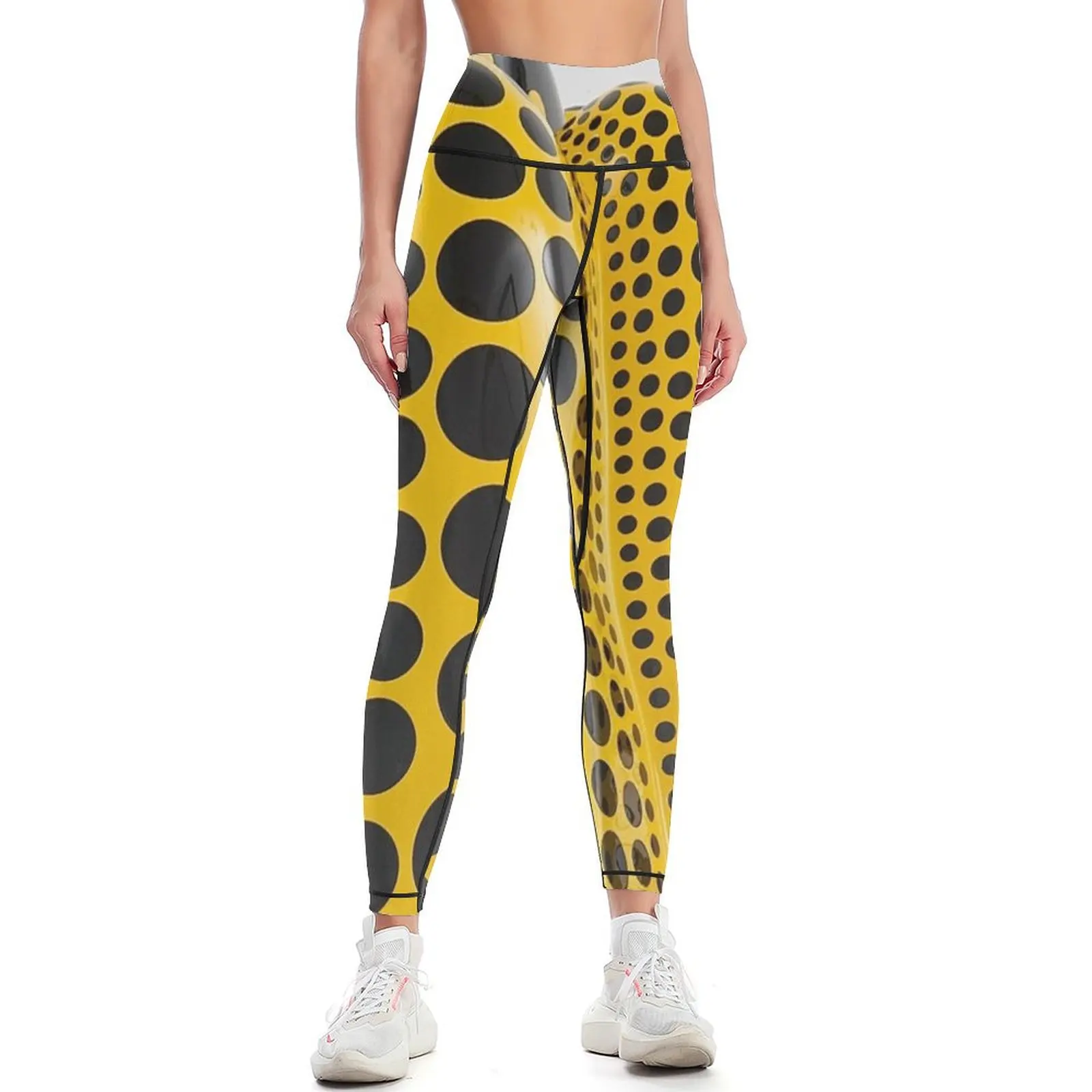 Yayoi Yellow Pumpkin Detail Polka Dot Leggings sporty woman gym Women's push up legging pants raises butt Womens Leggings