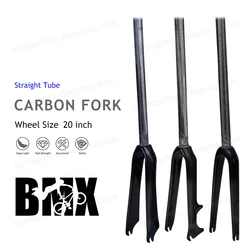 Nologo 20 inch V/Disc Brake Quick Release Folding BMX Bike Fork 3K Gloss/Matte T800 Full Carbon Cycling Rigid Fork Bicycle Parts