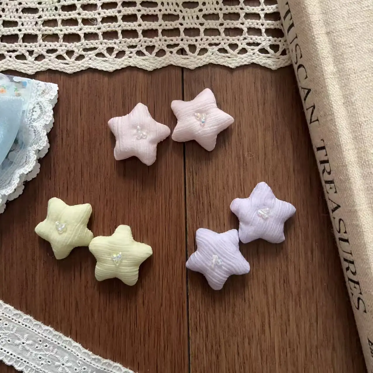 

Premium Dopamine Fabric Little Star Hair Brooch Pin DIY for Shoes Socks Bag Decoration Clothing Trim Soft Cute