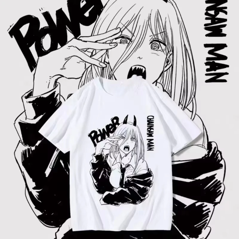 2026 New Chainsaw Man Power Anime Printed Short Sleeve T-shirt Men's Clothing and Women's T-shirt Sports T Shirt Summer Tee