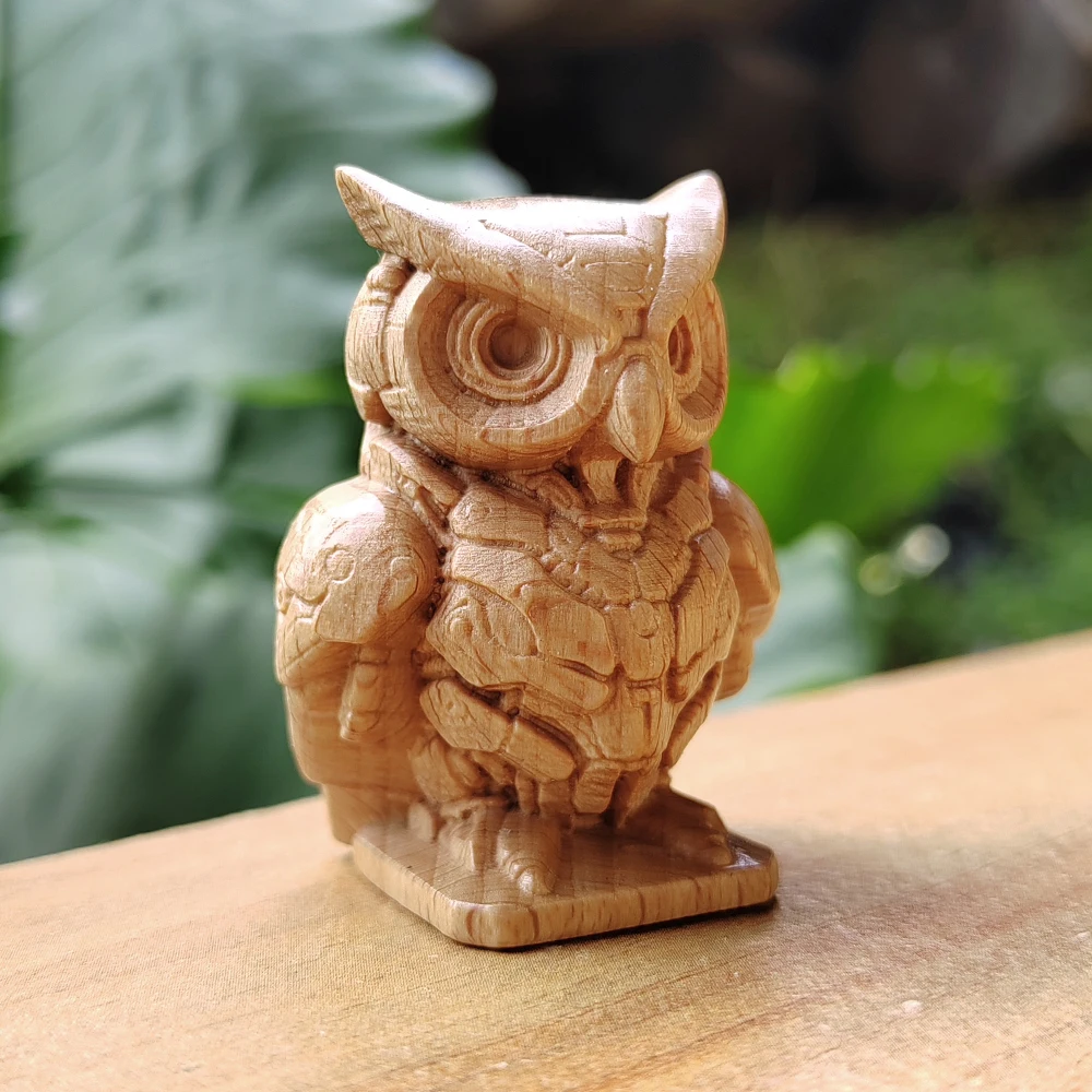 1.8 Inch Wooden Mechanical Owl Figurine Ornament, Hand-Carved, Biological Theme, Suitable for Christmas Gifts, Office Decoration, Men's Gifts, Living Room, Home Decoration, Back-To-School Season Gifts, Birthday Gifts