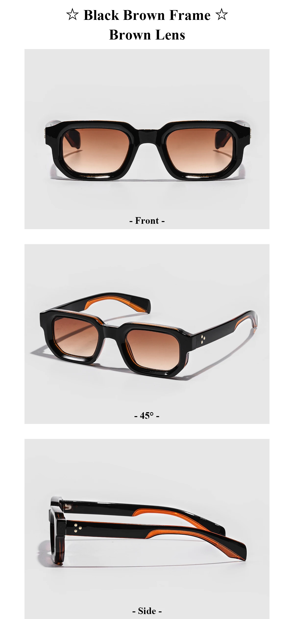 Ruiao Männer Vintage Rechteck Rahmen Sonnenbrille Mode Retro Sonnenbrille Luxus Marke Design UV400 Shades Brillen Frauen Sun Glasse – Detail 11