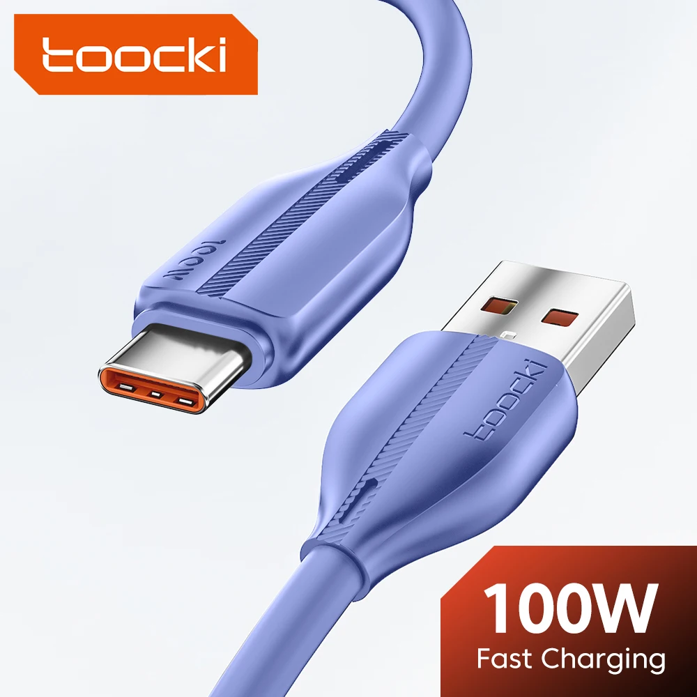 Toocki 100W USB Type C Cable 6A Fast Charging Wire For Huawei Honor Xiaomi Poco Oneplus Samsung USB-C Type-C Data Cord