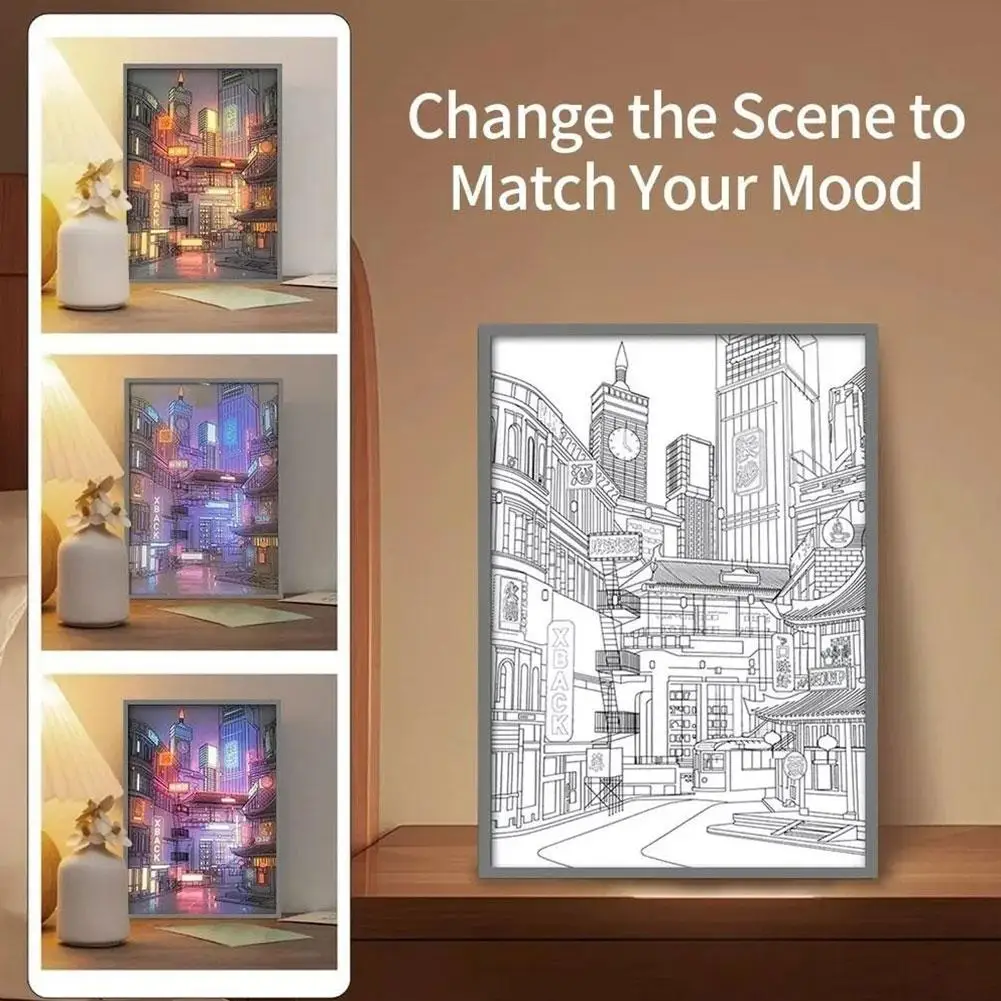 NEW High-end Anime LED Beautiful City Night View Light View City Home Painting Of The Lamp Deco Romantic Night Dimming Aest B1F9