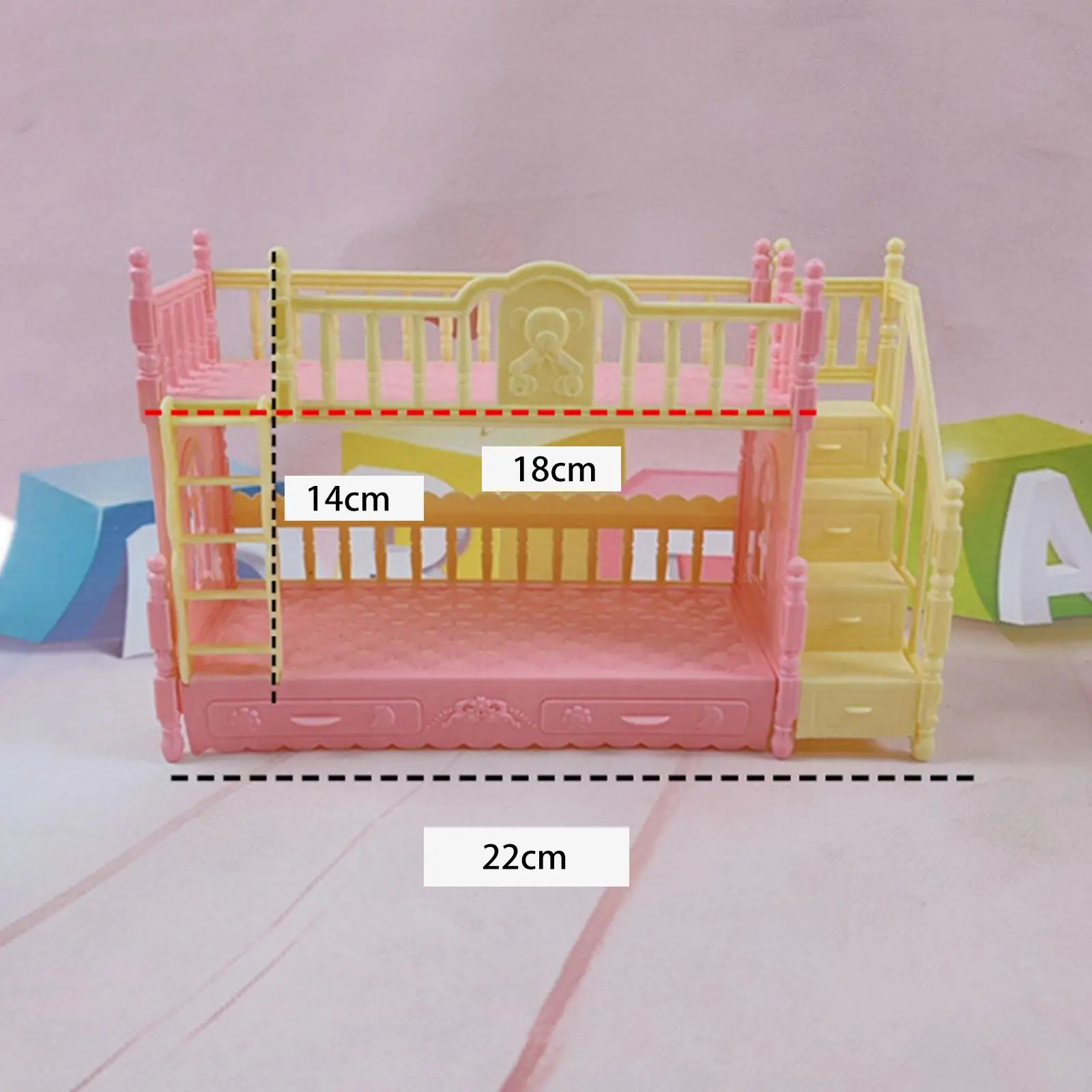 Plastic Dollhouse Miniature Bunk Bed Miniature Loft Beds Accessories Model