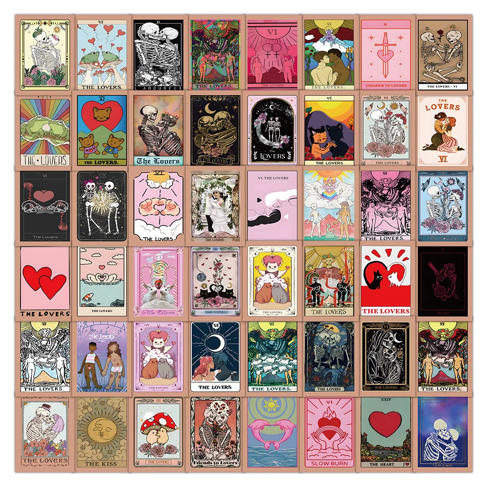 10/30/60pcs Vintage Love Tarot Decoration Stickers Graffiti Stationery Luggage Laptop Phone Case Waterproof Cool Decals Packs