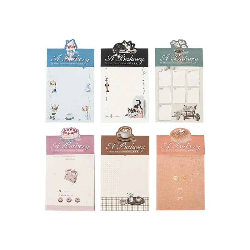 1pack/2pack 6 Styles Bakery Themed Note Paper Pack High Beauty Journal Scrapbooking Layering Decoration Supplies