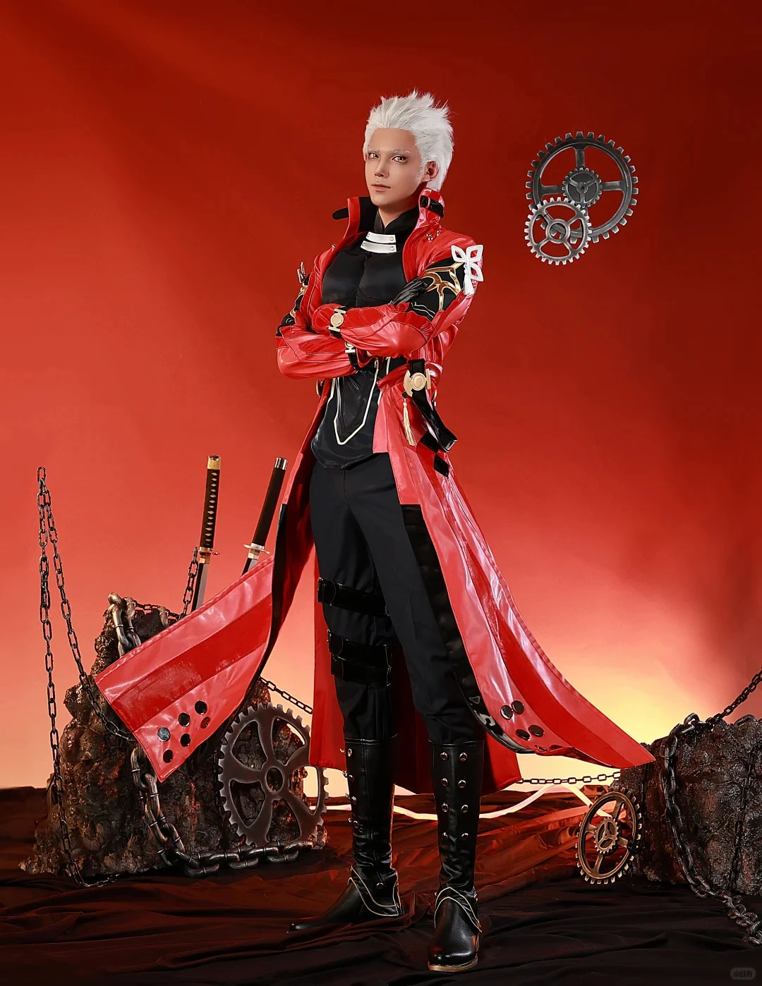 أزياء لعبة FGO X Honkai Star Rail Archer التأثيرية أزياء البقاء الليلية Emiya التأثيرية أحذية شعر مستعار لحفلات الهالوماس للبالغين والنساء والرجال #3