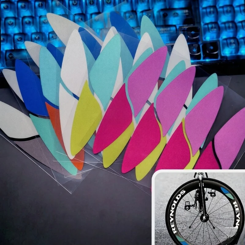 1Set Multi Color Gradient Teardrop Bike Wheel Hub Vinyl Stickers Waterproof Lightweight Spoke Decals Optional Colors Road