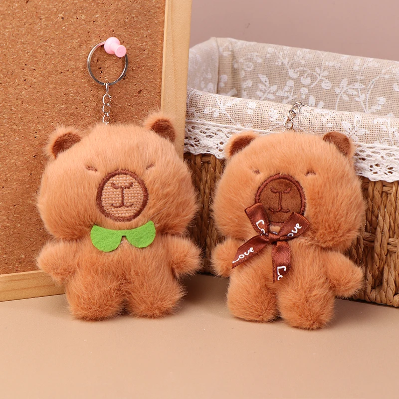 

Capibara Plush Keychain Cartoon Capybara Stuffed Doll Pendant Car Key Ring Backpack Bag Decor Kid Gift