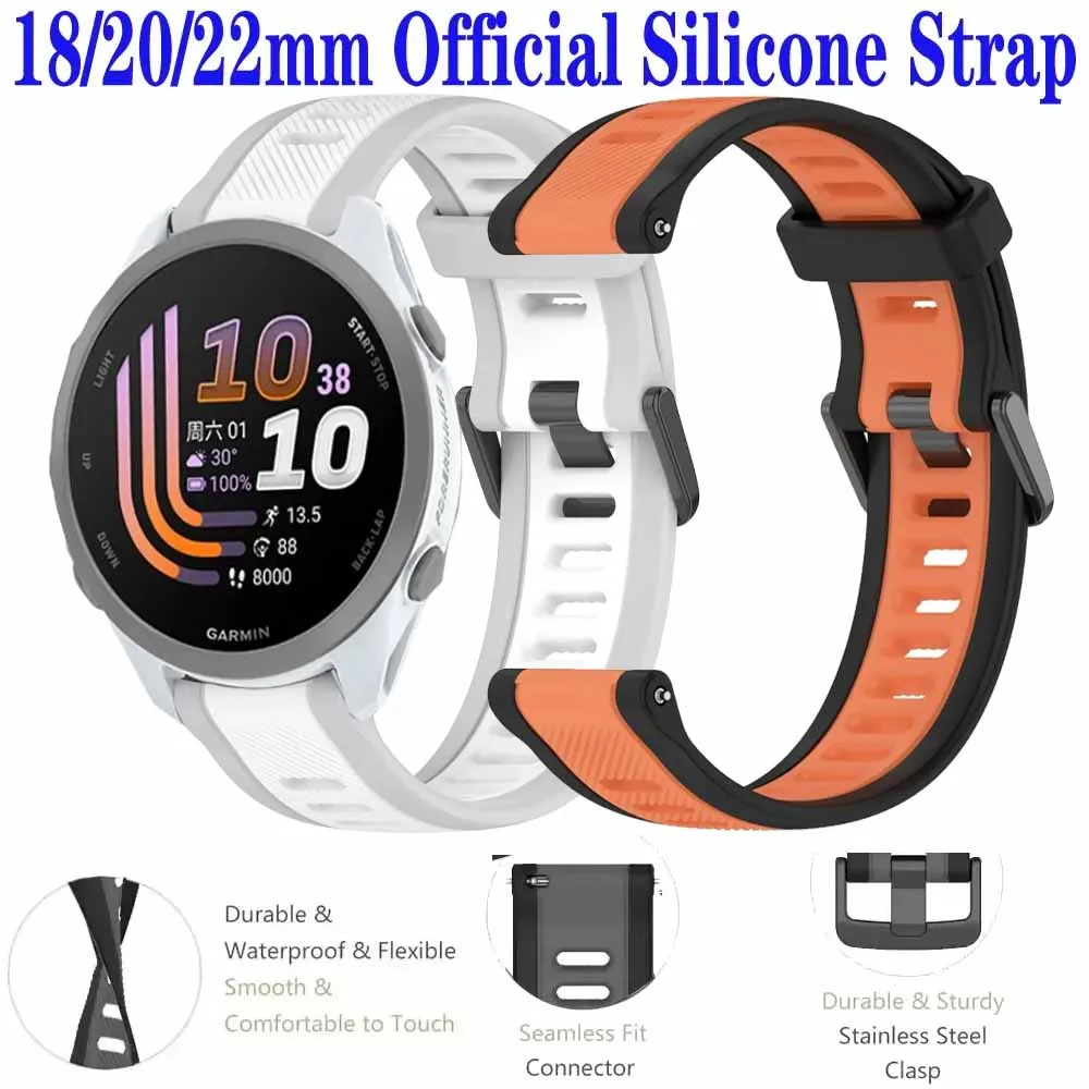 18/20/22mm Offizielles Silikonarmband für Garmin Forerunner 170 70 970 570 165 55 Atmungsaktives Armband für Garmin Active 6/Venu 4 45mm
