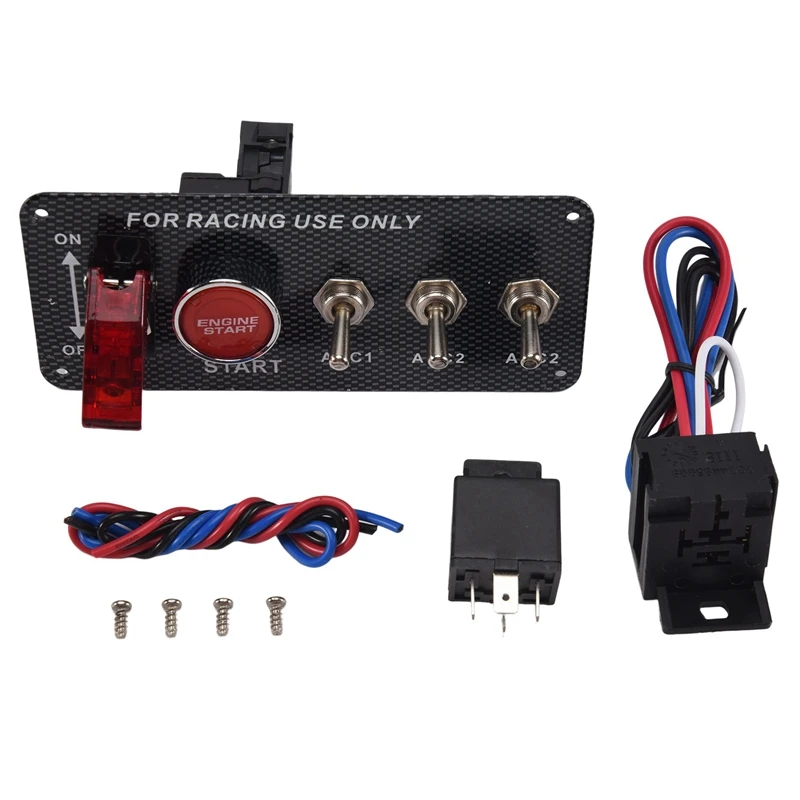 Y31A 12V auto-ontstekingschakelaar Motorstartknop 3 Toggle Racing Panel