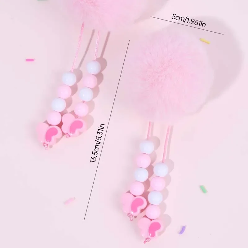 ncmama 2Pcs Fur Pom Pom Ball Hair Clips Hair Ball Hairpin Sweet Girls Tassels Hairgrips Headwear Barrettes Baby Hair Accessories