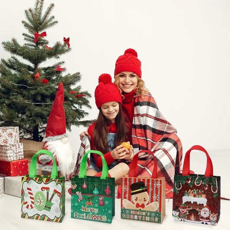 Christmas Gift Bags Non-Woven Christmas Bags Christmas Decorations for Home 2024 Navidad Natal Gifts New Year 2025 Packing Bag