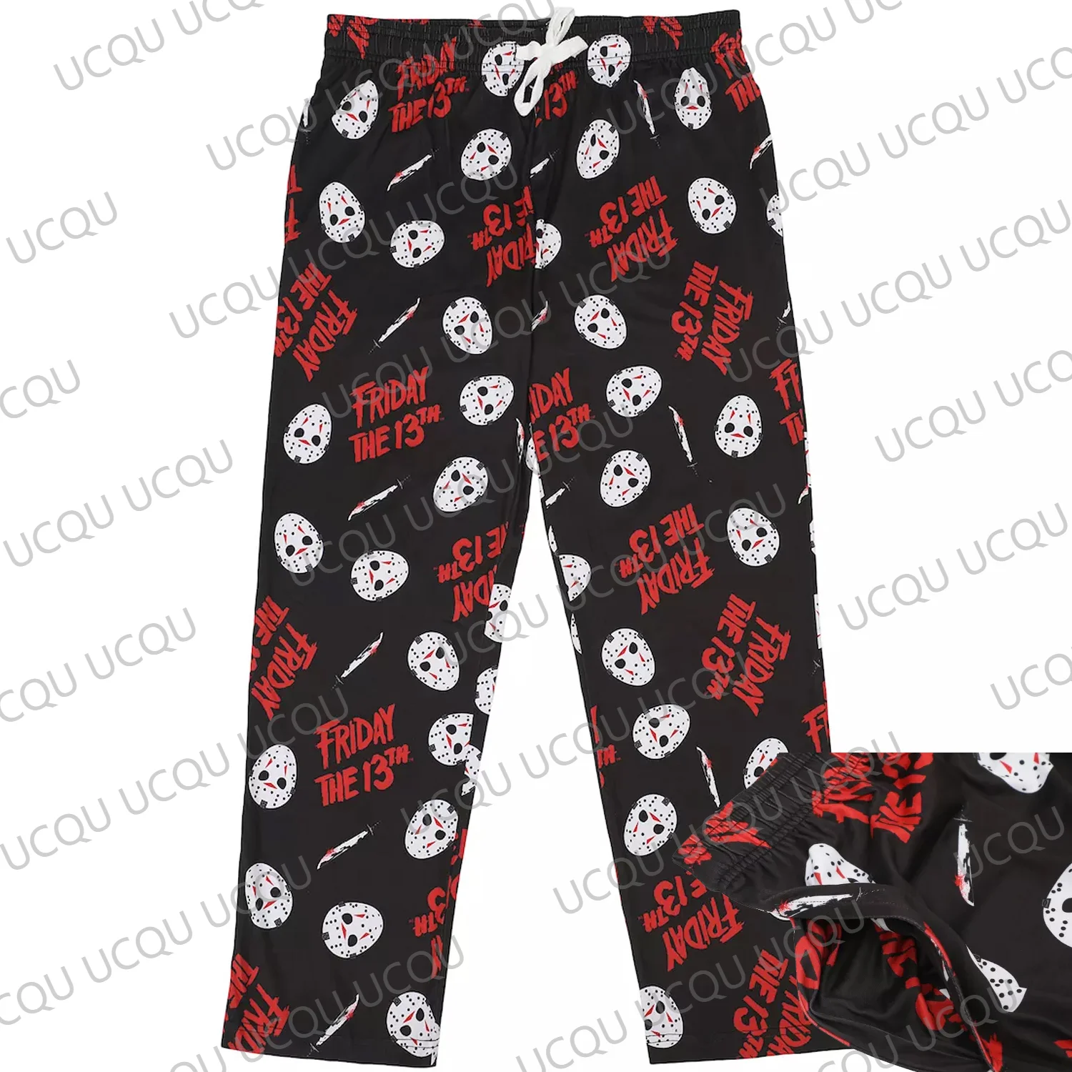 Friday the 13th Black Adult /Kids Sleep Pants - Cozy Horror-Themed Sleepwear Oversized Adult/Kids Pajama Long Pants